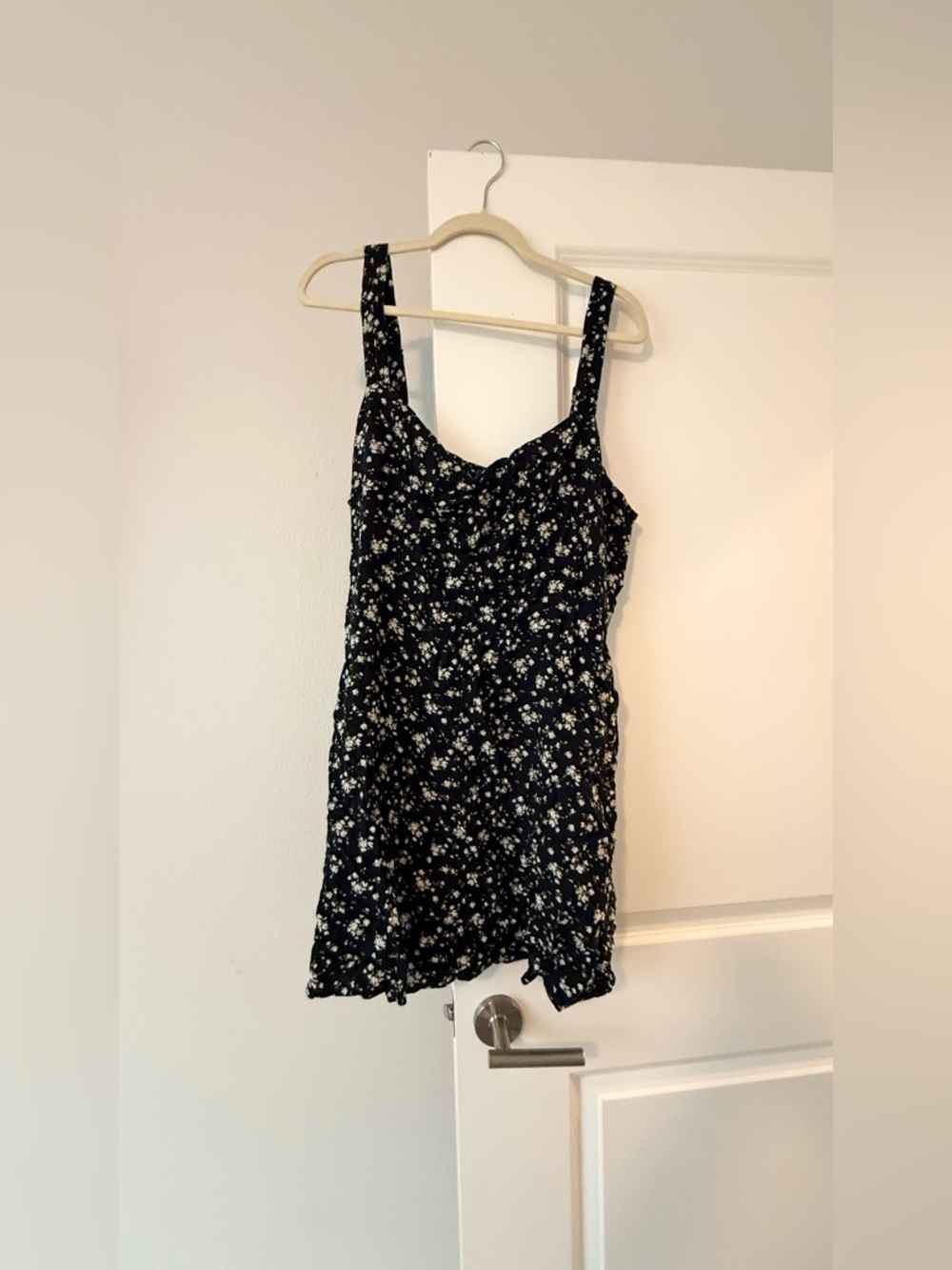 Old Navy Black Mini Dress with White Floral Print